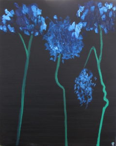 BLUE HYDRANGEA, Russell Steven Powell oil on canvas, 30×24