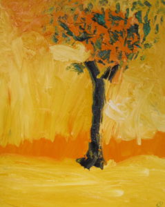 FLAMING OAK, Russell Steven Powell oil on canvas, 20×16