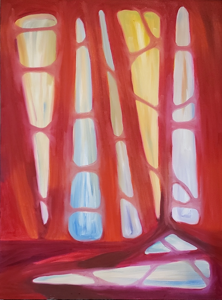 FOREST AT FIVE (APERTURE 5), Russell Steven Powell oil on canvas, 24x18