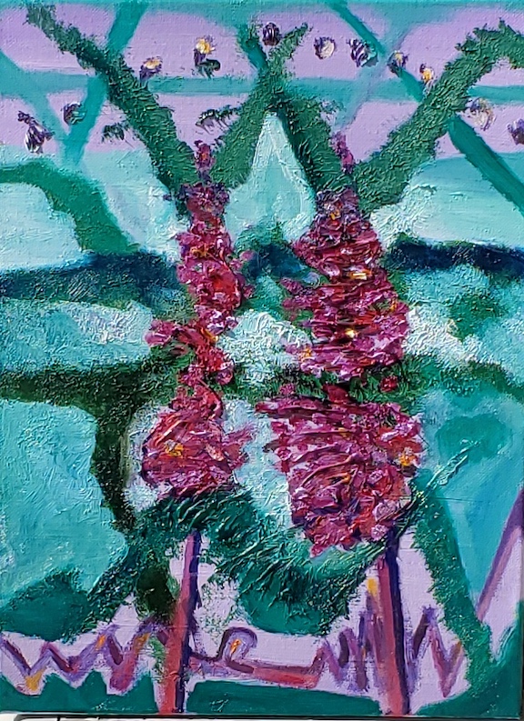 BUDDLEIA, Russell Steven Powell oil on canvas, 16x12