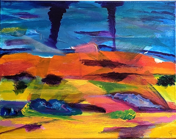 GATHERING STORM, DUNES, Russell Steven Powell acrylic on canvas, 11x14
