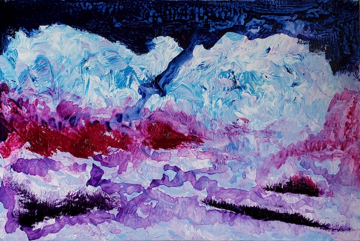 SNOWBANK, Russell Steven Powell acrylic on canvas, 20x30